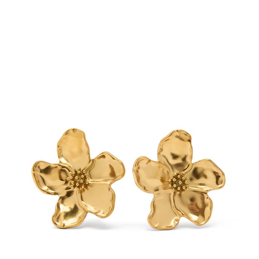 Manfield Gouden bloemen oorbellen