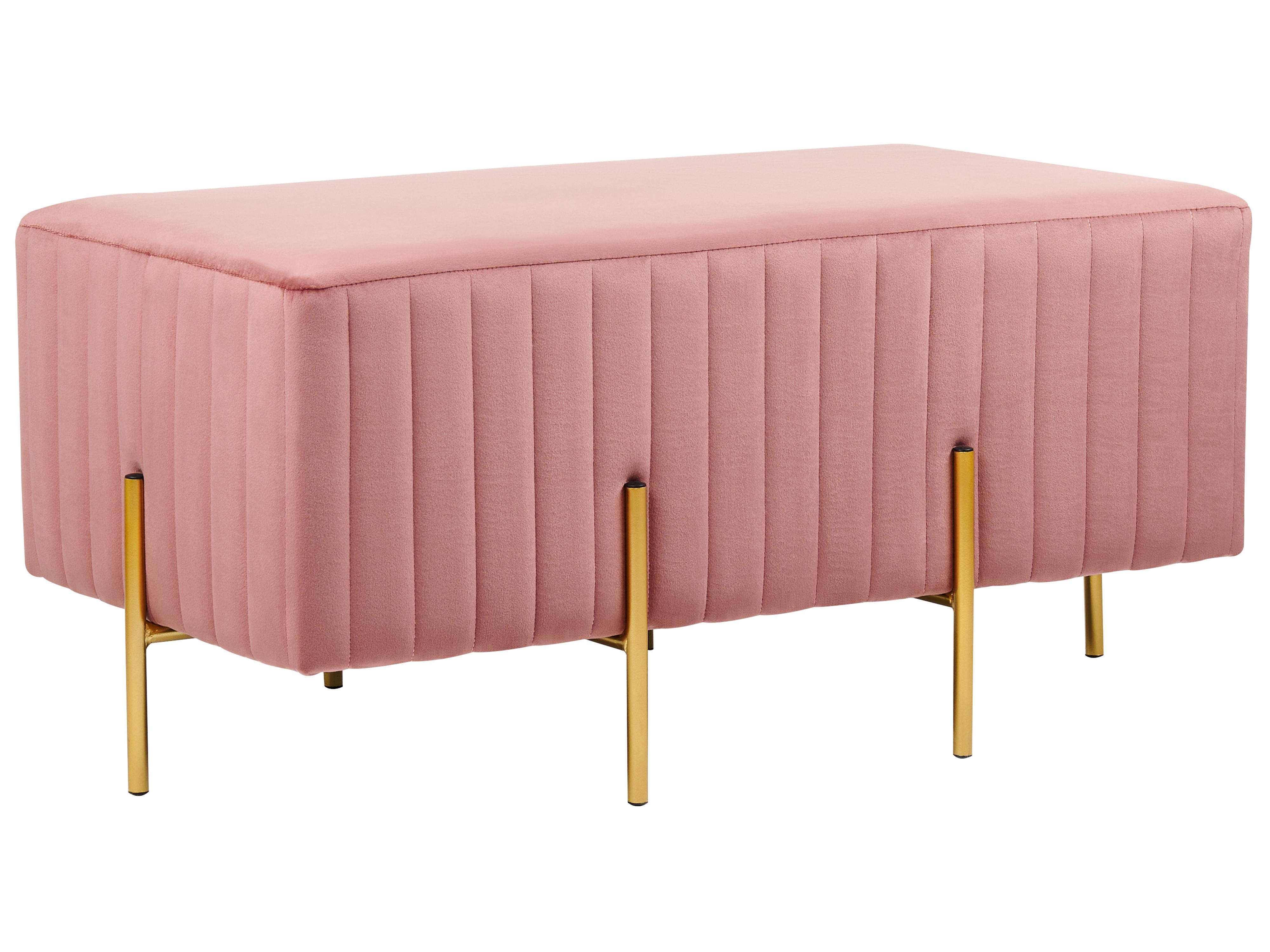 Upholstered Bench DAYTON Velvet Pastel Pink