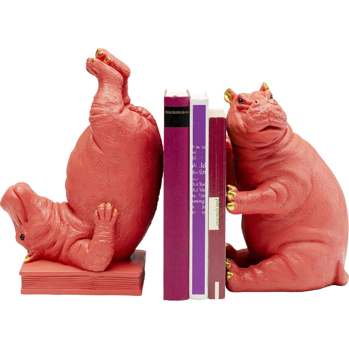 Kare Design Boekensteun twee roze nijlpaarden (2/Set)