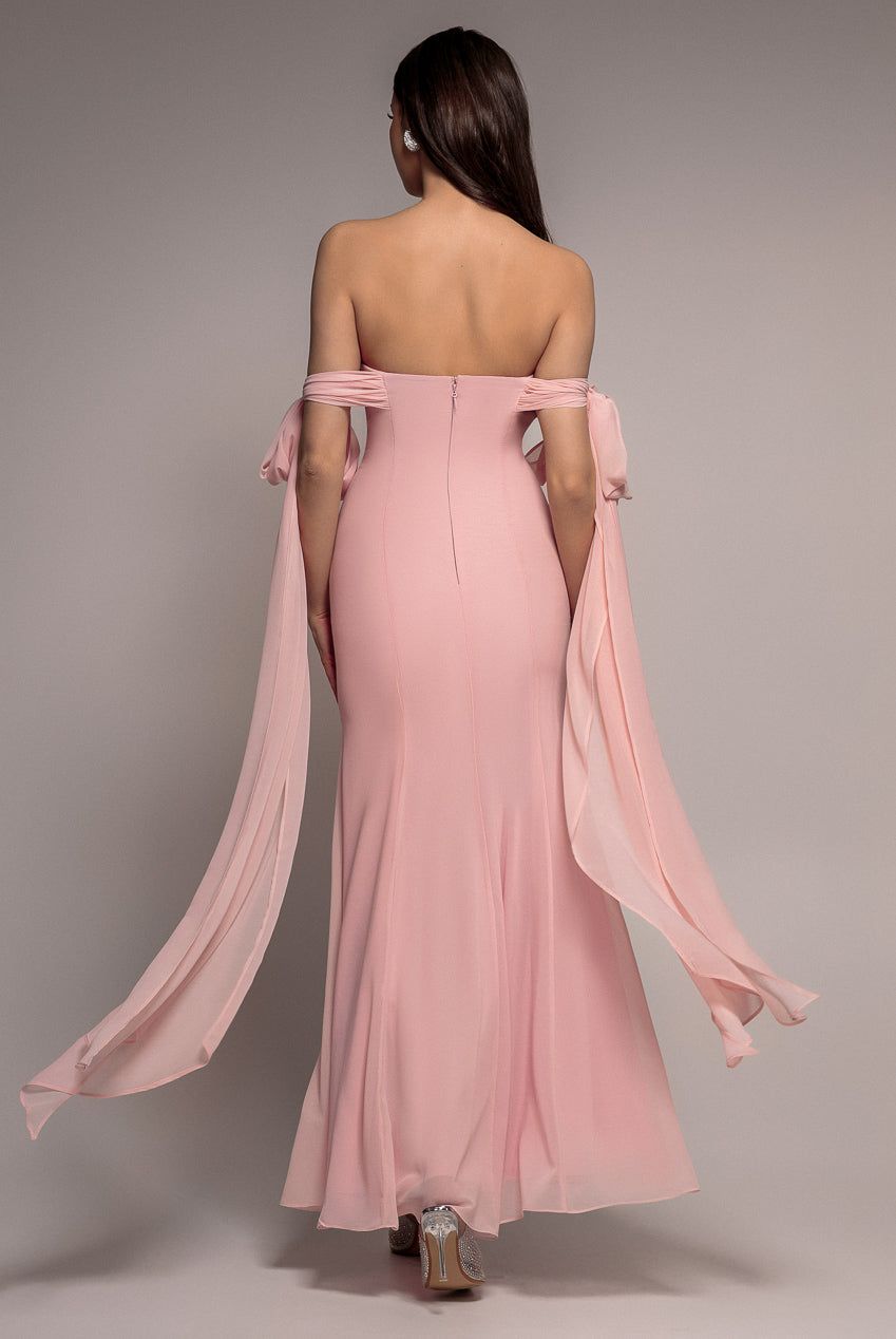 Goddiva Multiway Cape Chiffon Sweetheart Maxi Dress