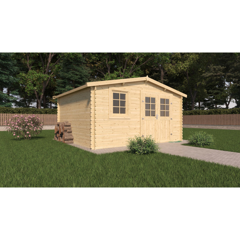Abri de jardin en bois Vallo 28 mm 4,08 x 3,53 m CERLAND