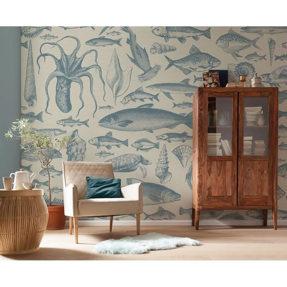 Komar fotobehang vissen blauw - 250 x 350 cm