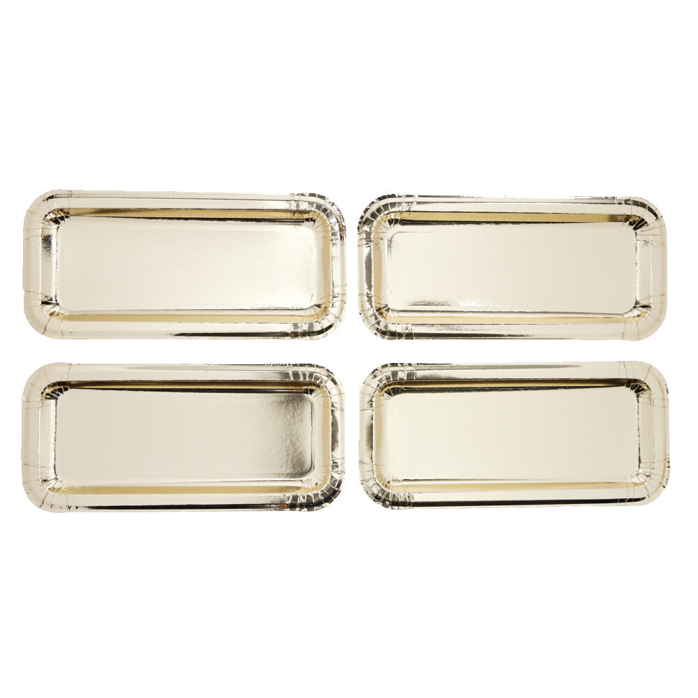 Plat à cake x4 en carton doré 15,5x34cm