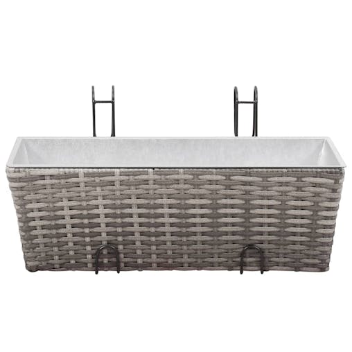 NNEVL Balcony Raised Beds 2 pcs 50 cm Grey Poly Rattan