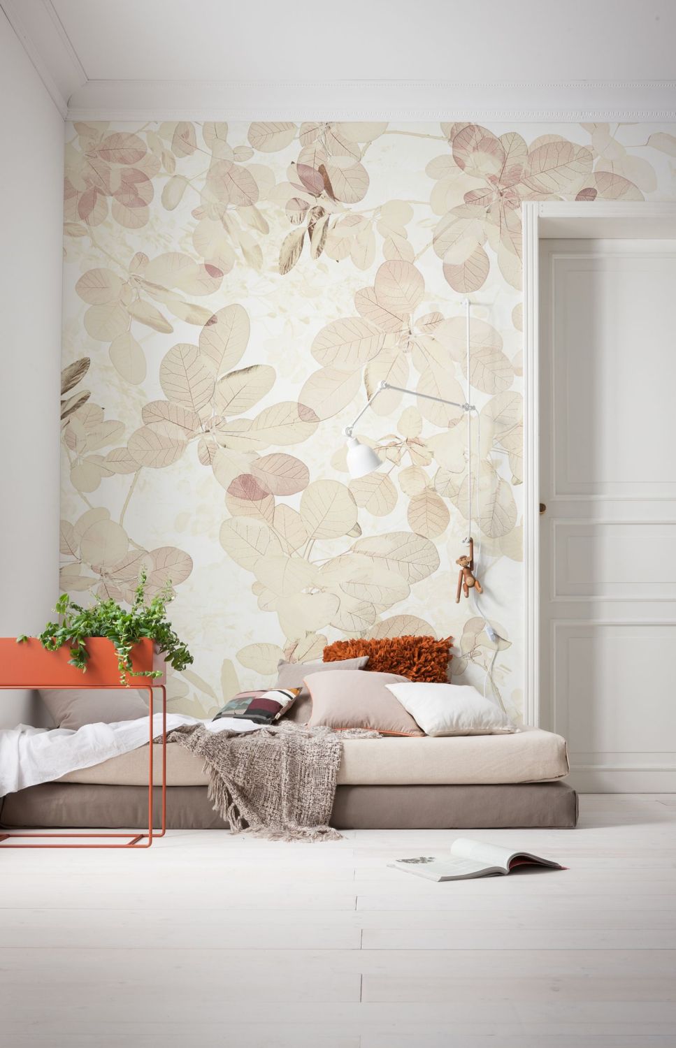 Sanders & Sanders fotobehang bladeren beige en wit - 400 x 250 cm - 611912
