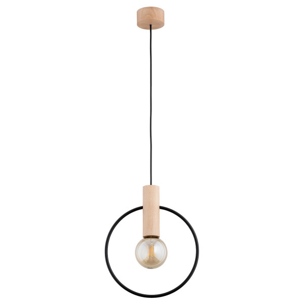 Lampa wisząca jasne drewno-czarna LABO 1xE27x15W wym: 100x10x27,5 cm Alfa