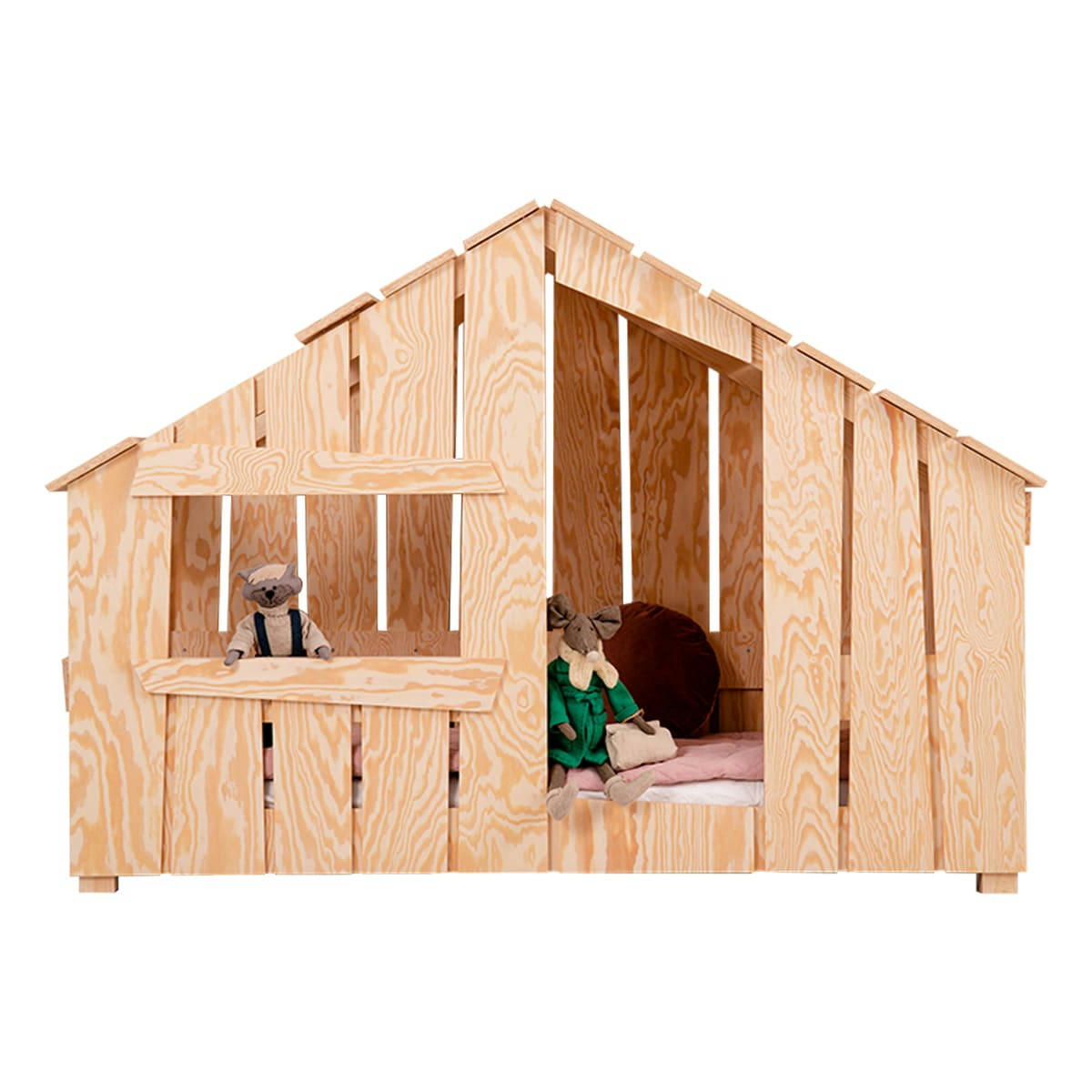 FRED - Lit cabane 90x200 sommier inclus naturel