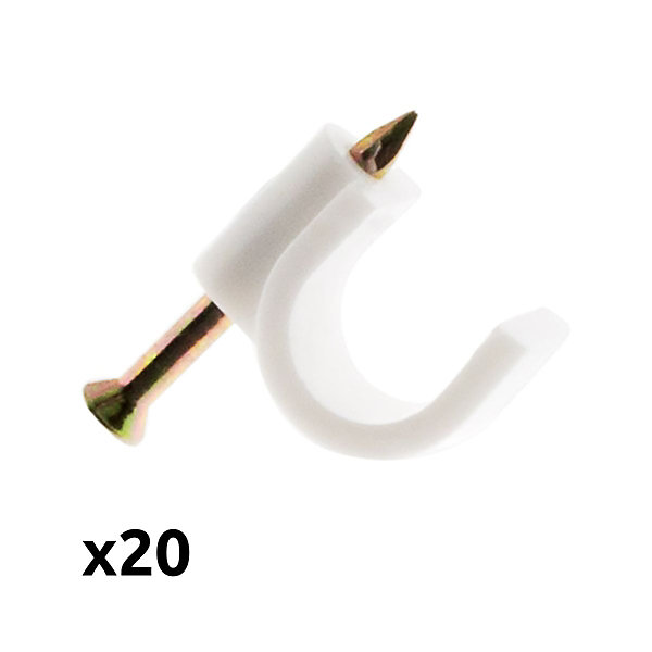 Lot de 20 crochets fixation diamètre 7mm - Blanc - Zenitech