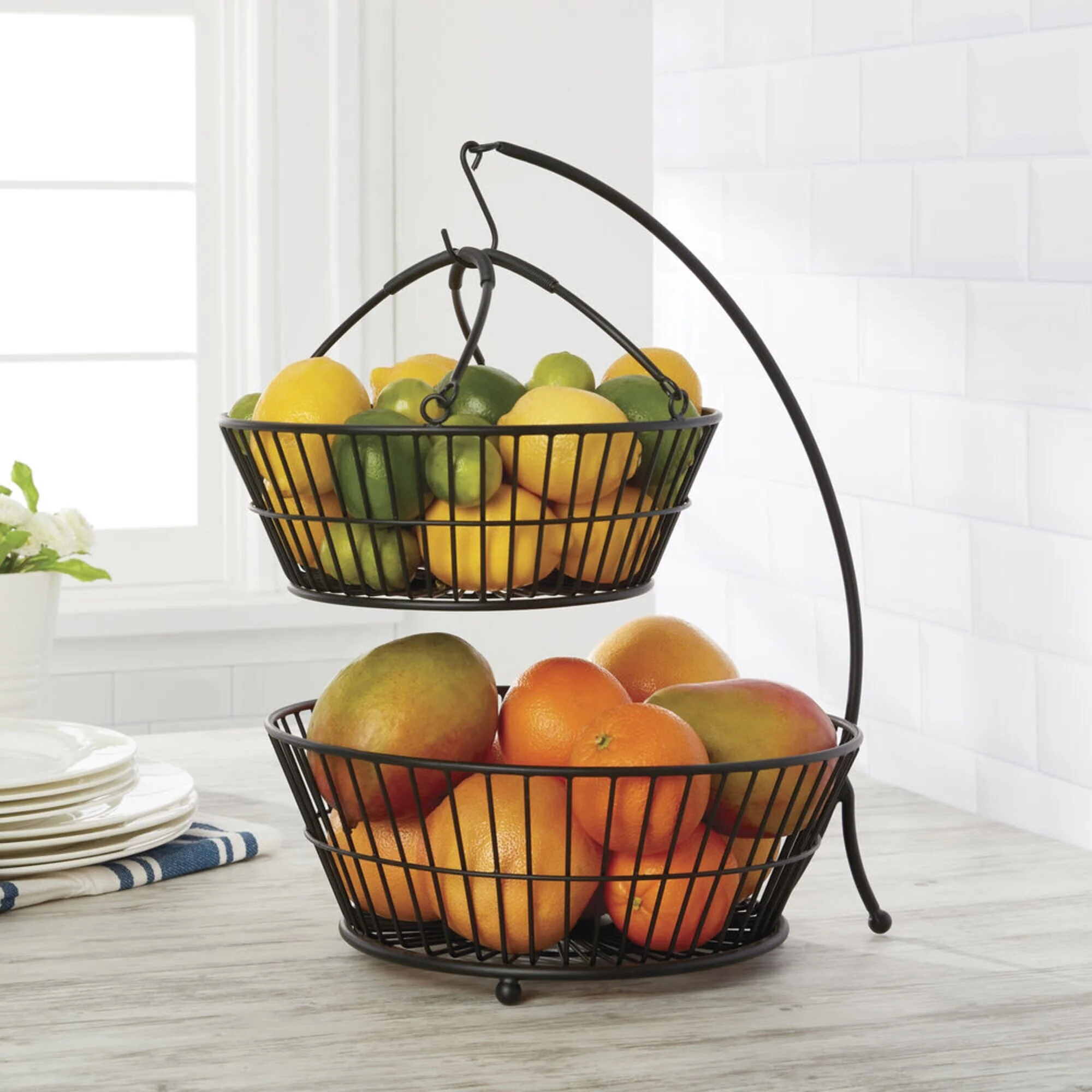 Mikasa Gourmet Basics Tully 2 Tier Basket with Banana Hanger - 12 in x 17 in