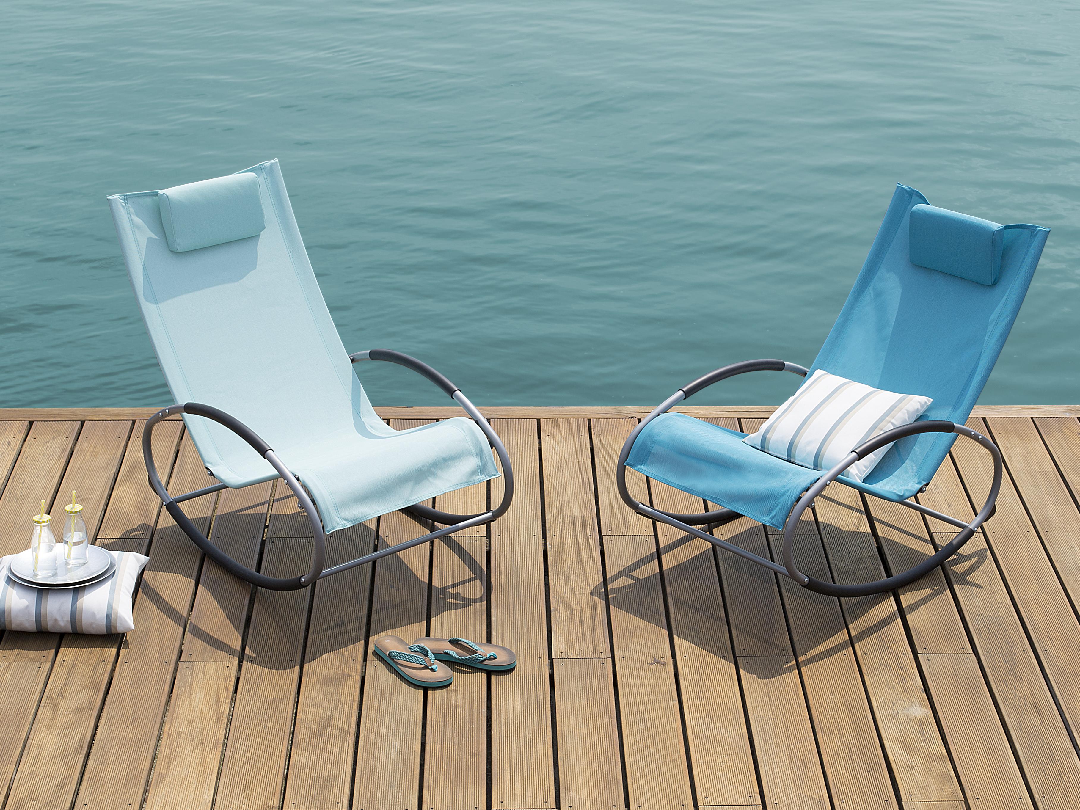 Rocking Sun Lounger CAMPO Metal Turquoise
