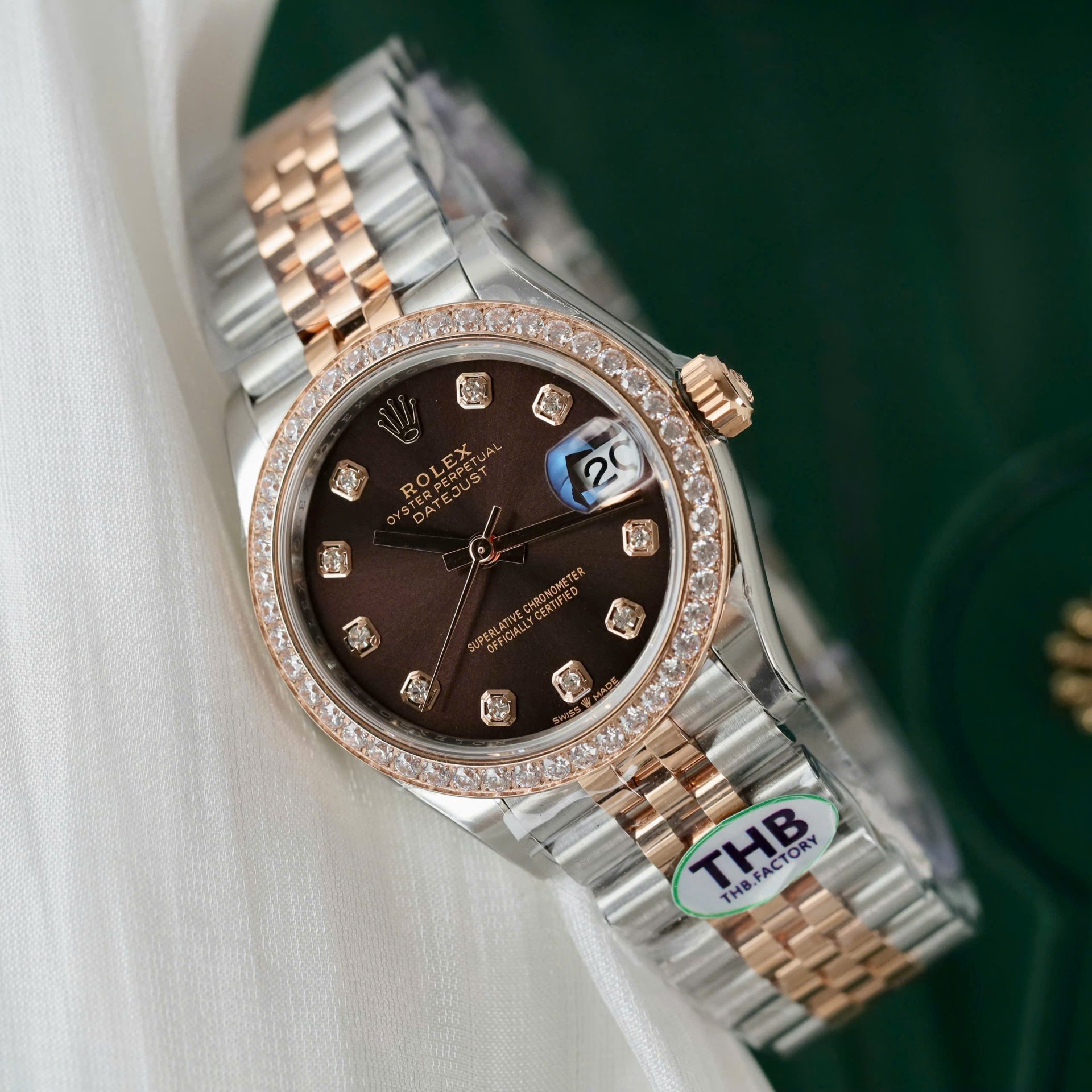Rolex Datejust SS/RG Plated Chocolate Dial Diamonds 31mm Jub Replica