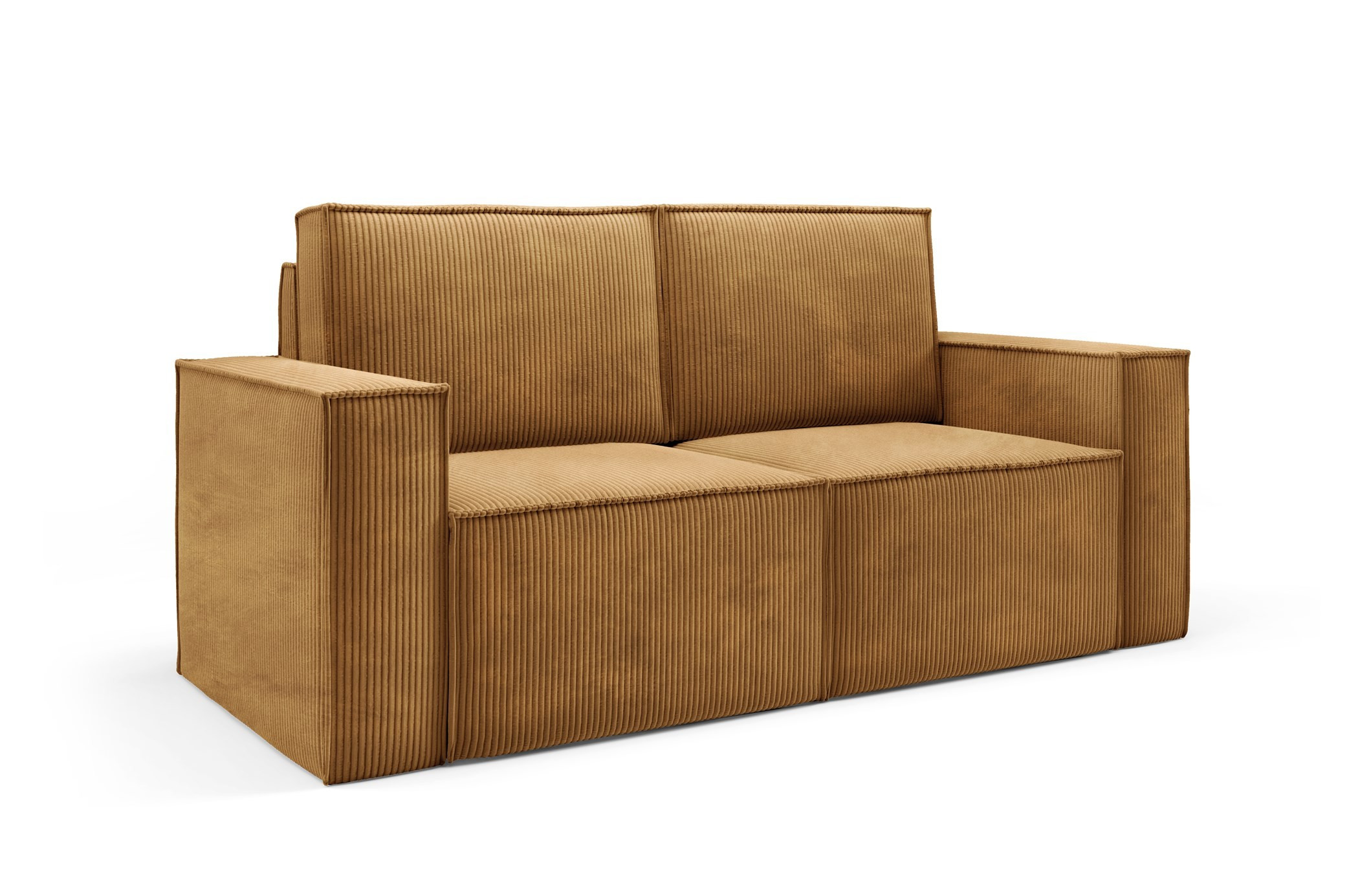 Sofa sztruksowa ORTO dwuosobowa w kolorze Musztardowym