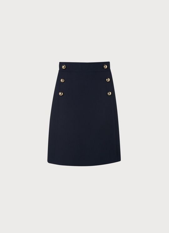 Martina Navy A-Line Wrap Skirt