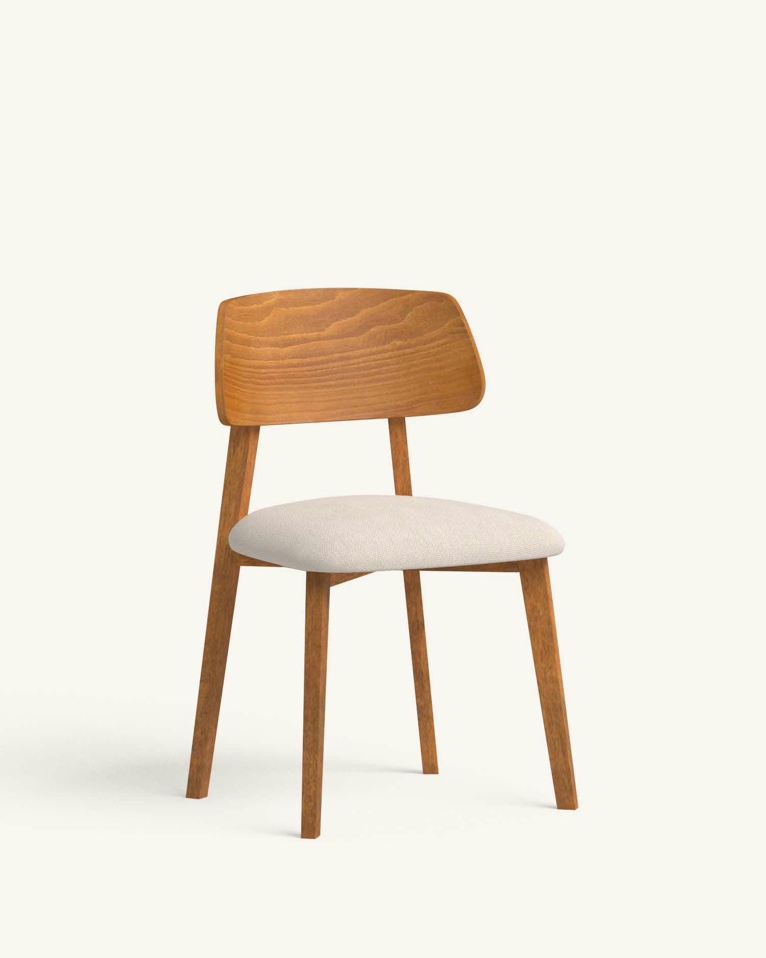 MORA - 2 Chaises en tissu recyclé en couleur beige