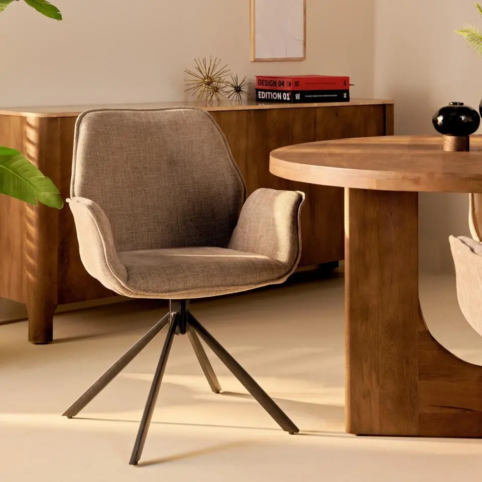 2x Eetkamerstoel Lenny - Stof Taupe