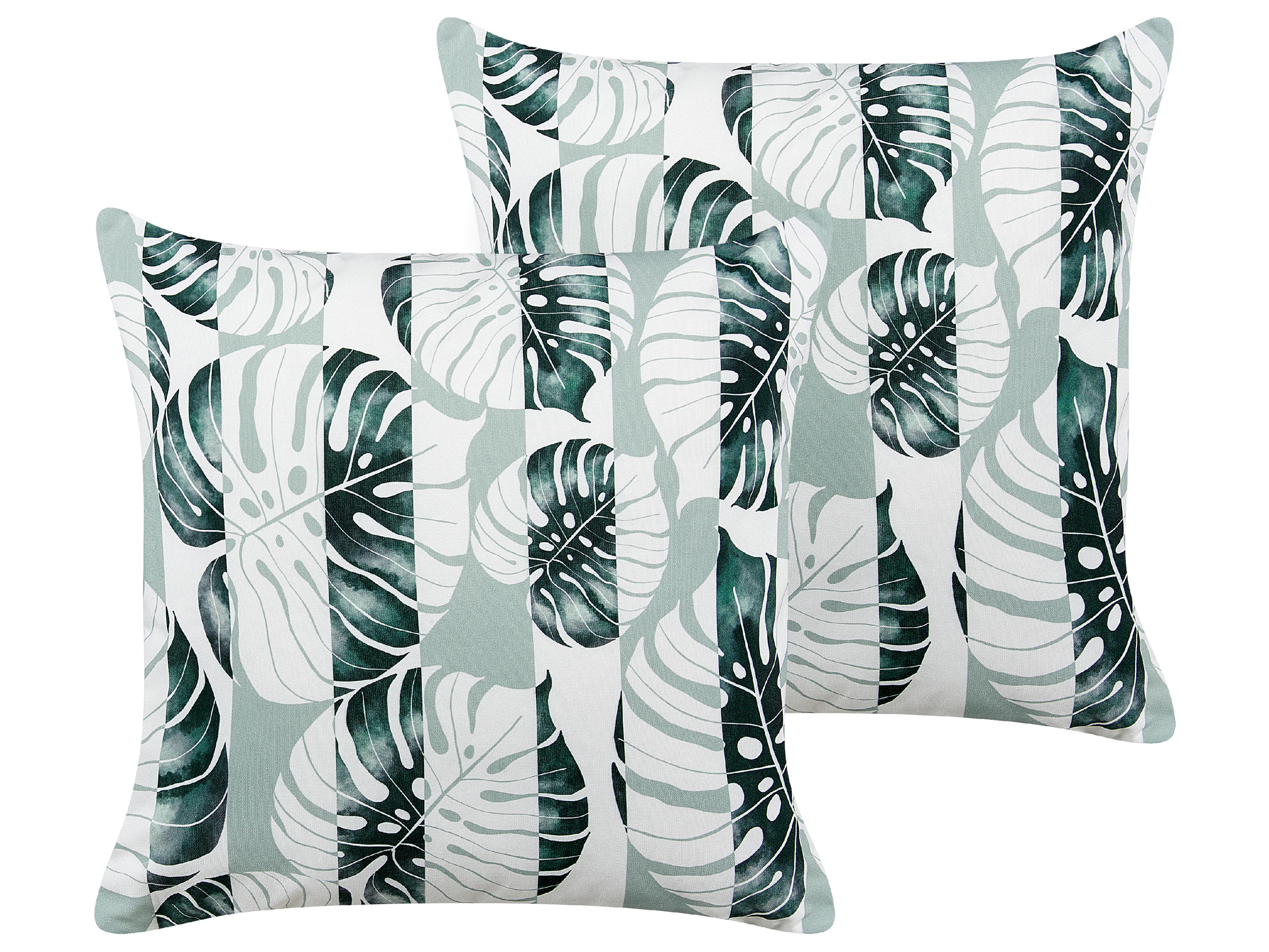 Set of 2 Outdoor Cushions TERMINI Plant Pattern 45 x 45 cm Green