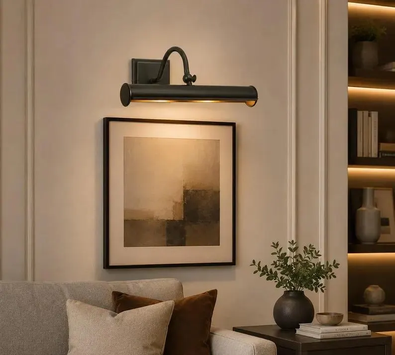 Vintage Brass Picture Light | Adjustable Wall Art Lamp | Mid Century Gallery Lighting