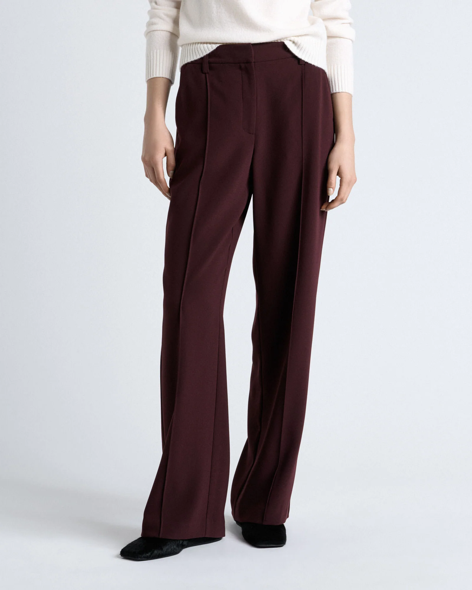 Dark Plum Crepe Straight Leg Pant