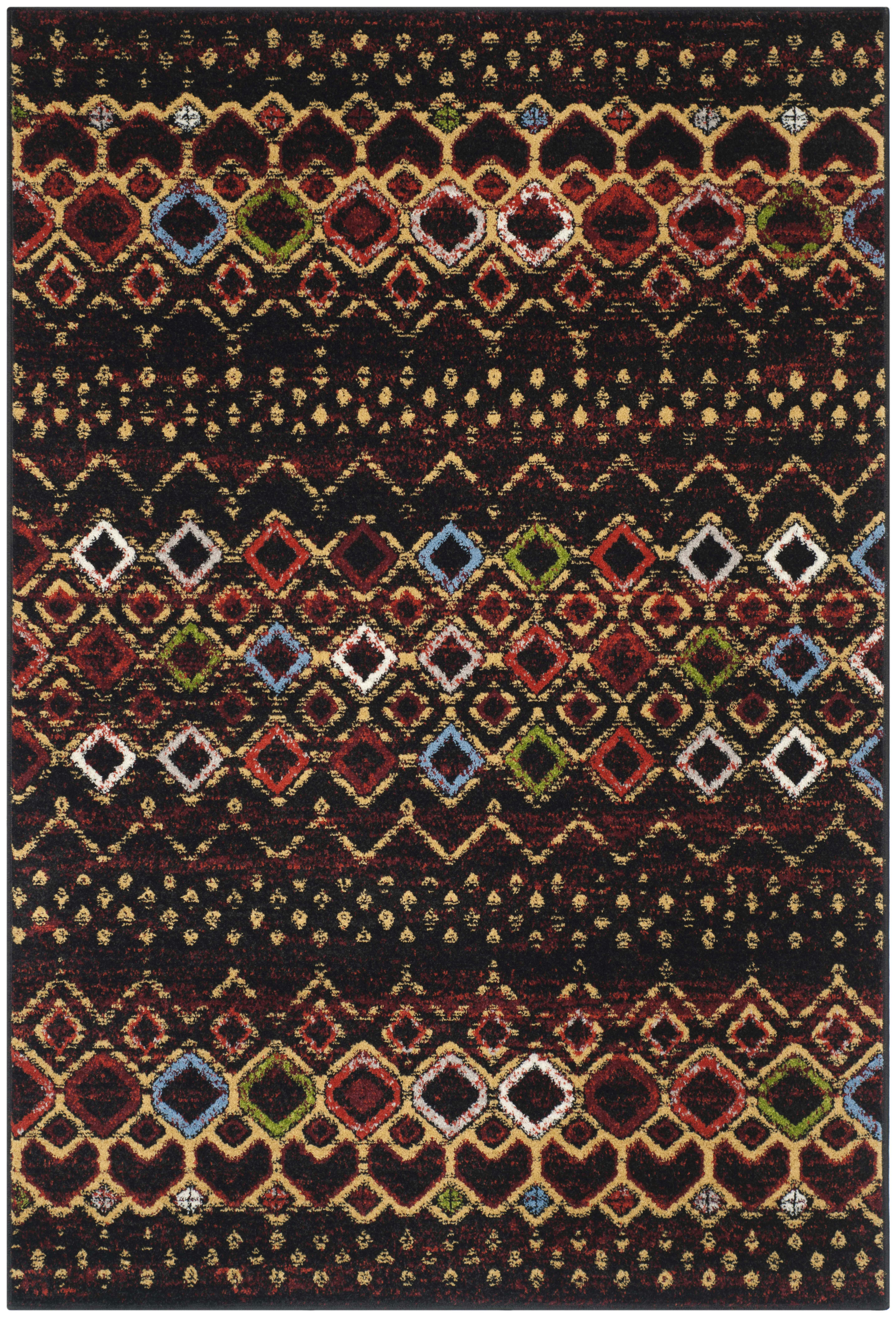 AMSTERDAM - Tapis de salon interieur en noir & multicolore, 122 x 183 cm