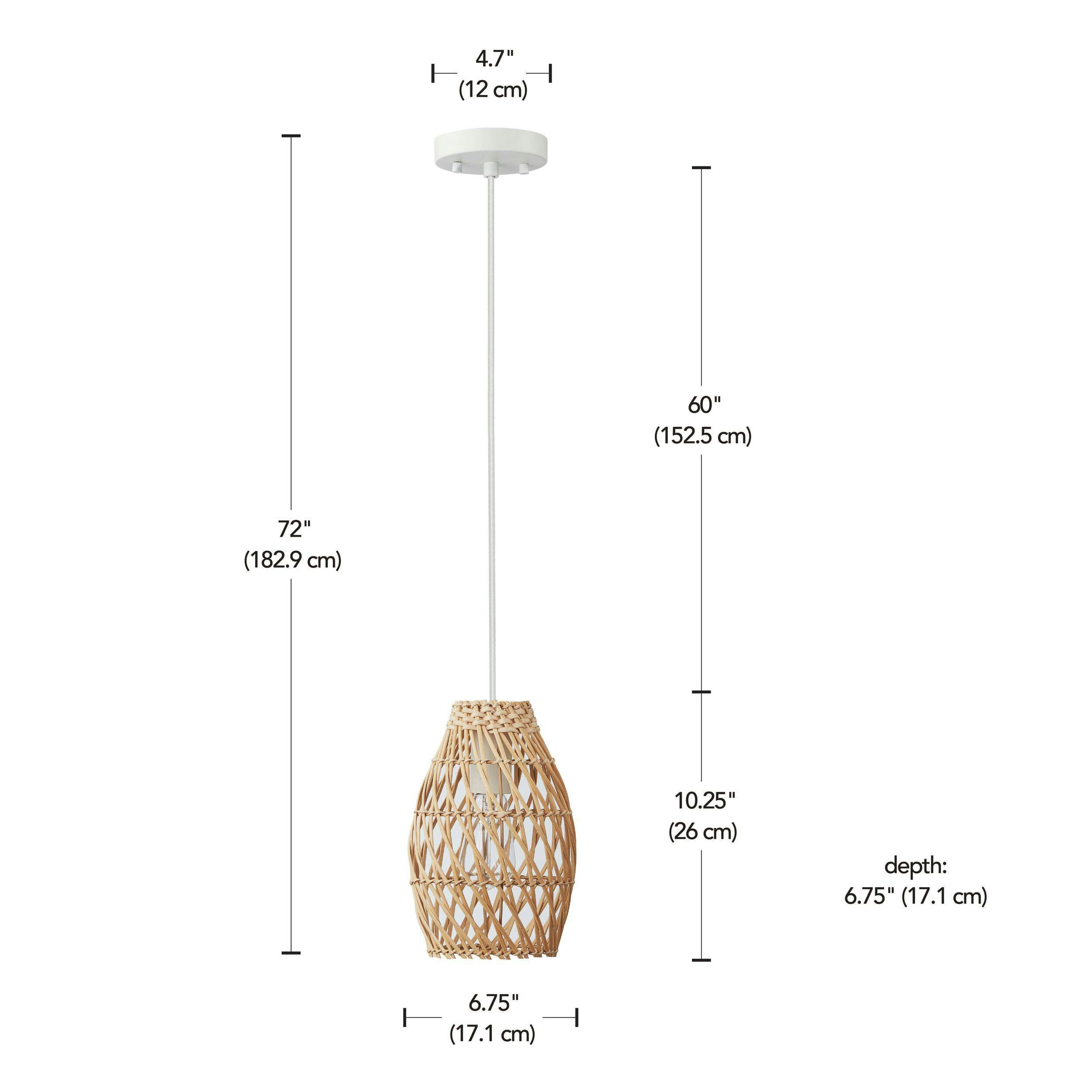 CANVAS Euclid 1-Light Rattan Pendant Light with Woven Shade, White