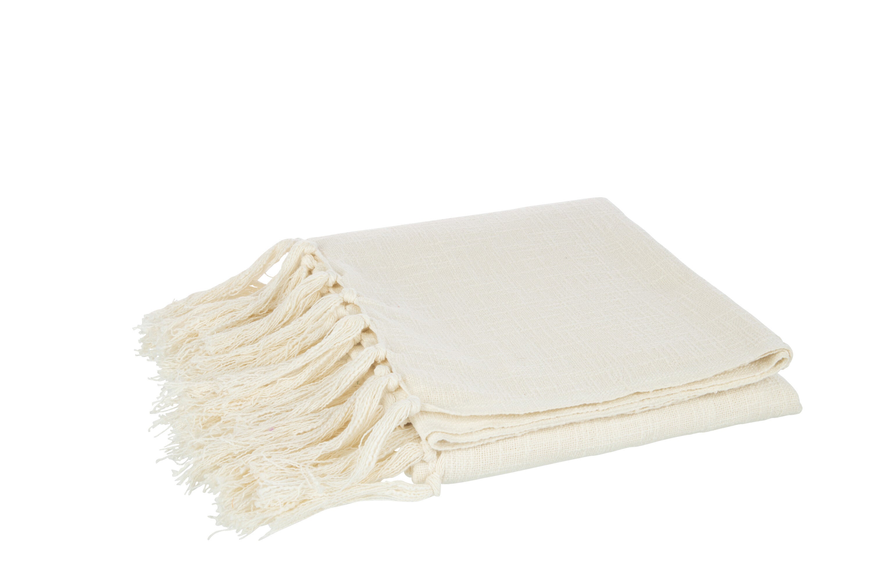 J-Line plaid Franjes - katoen - ecru - 180 x 130 cm