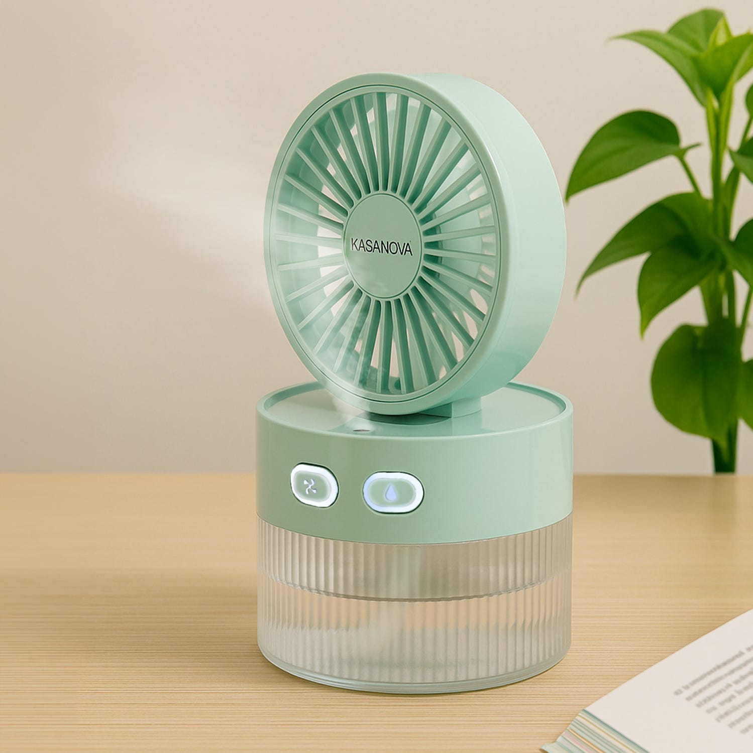 Ventilatore portatile con nebulizzatore verde