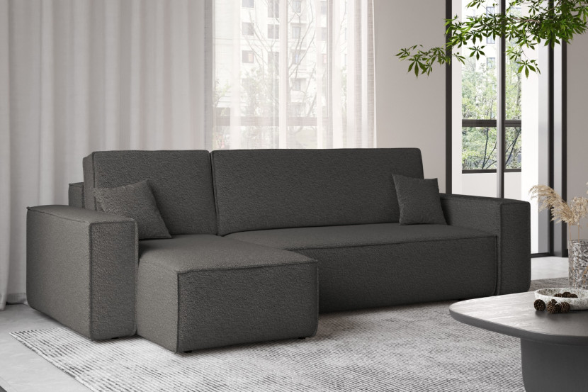 Sofa w kształcie L BEST, tkanina Abriamo, Grafitowy Lewostronny