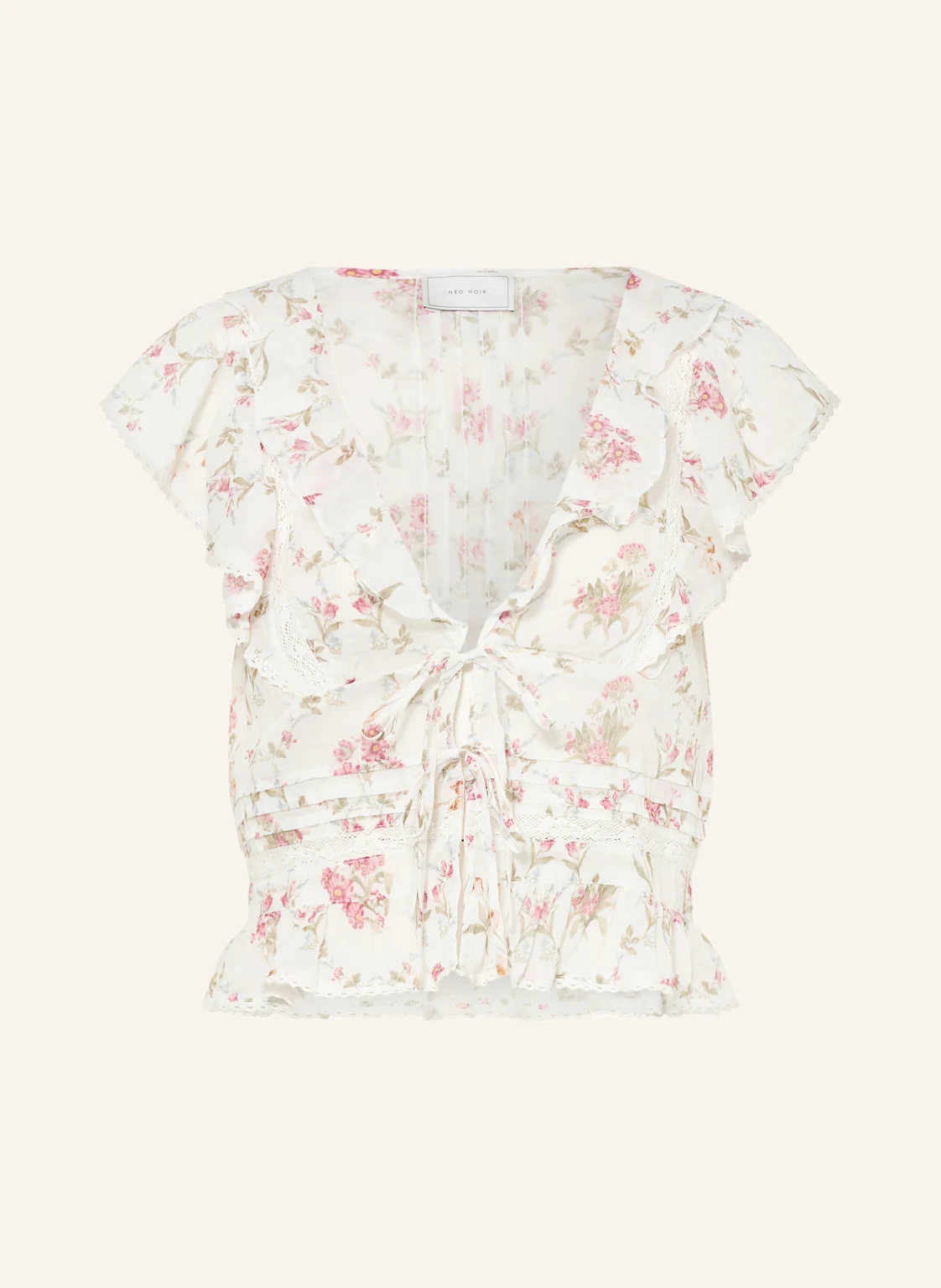 NEO NOIR Blusenshirt NETALI mit Volants und Spitze