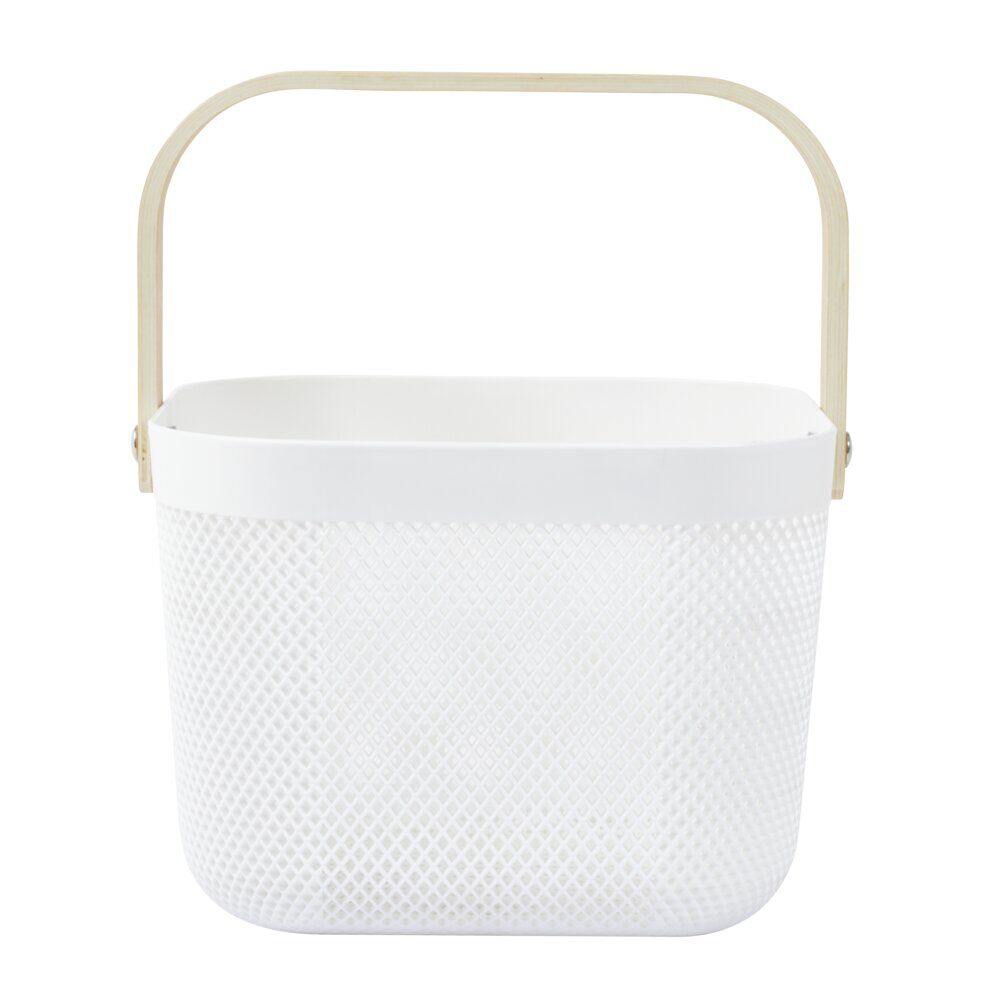 Panier plastique avec anse blanc et naturel - L24 x l24 x H18 cm