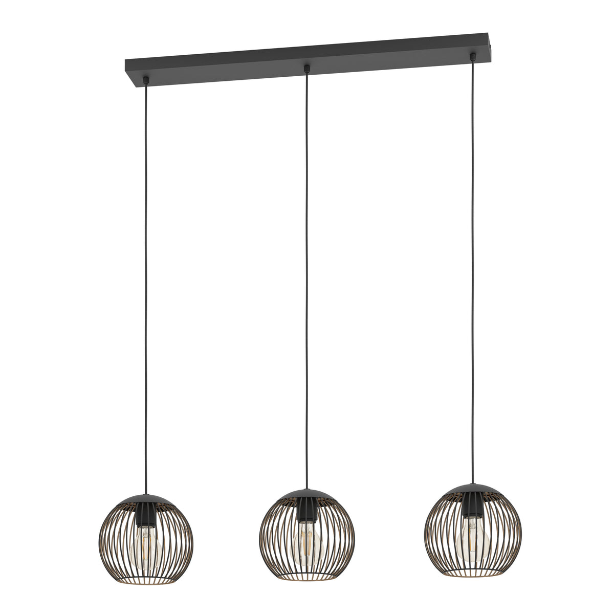 EGLO hanglamp Almanzora - e27 - 90 cm - zwart/koper