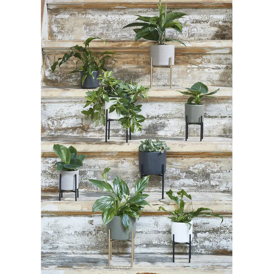 Mica Decorations Bloempot - wit - keramiek - D14 x H13 cm