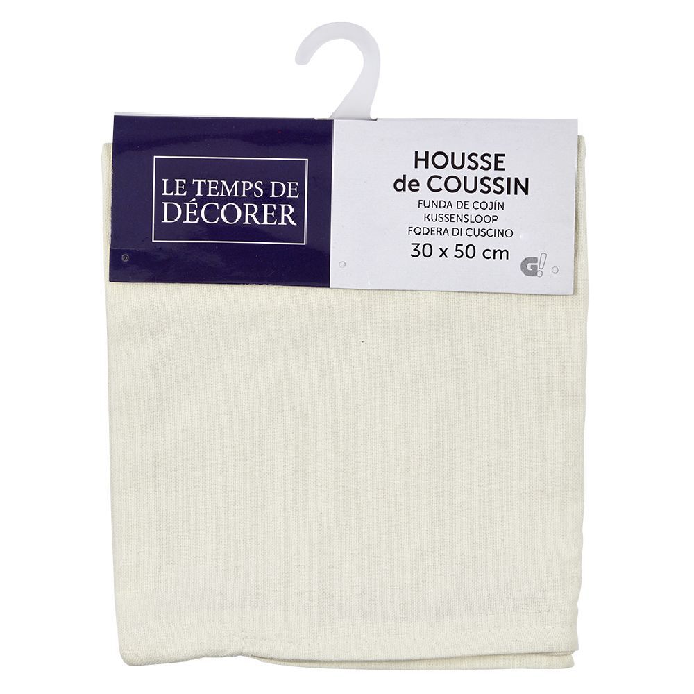 Housse de coussin rectangle crême uni