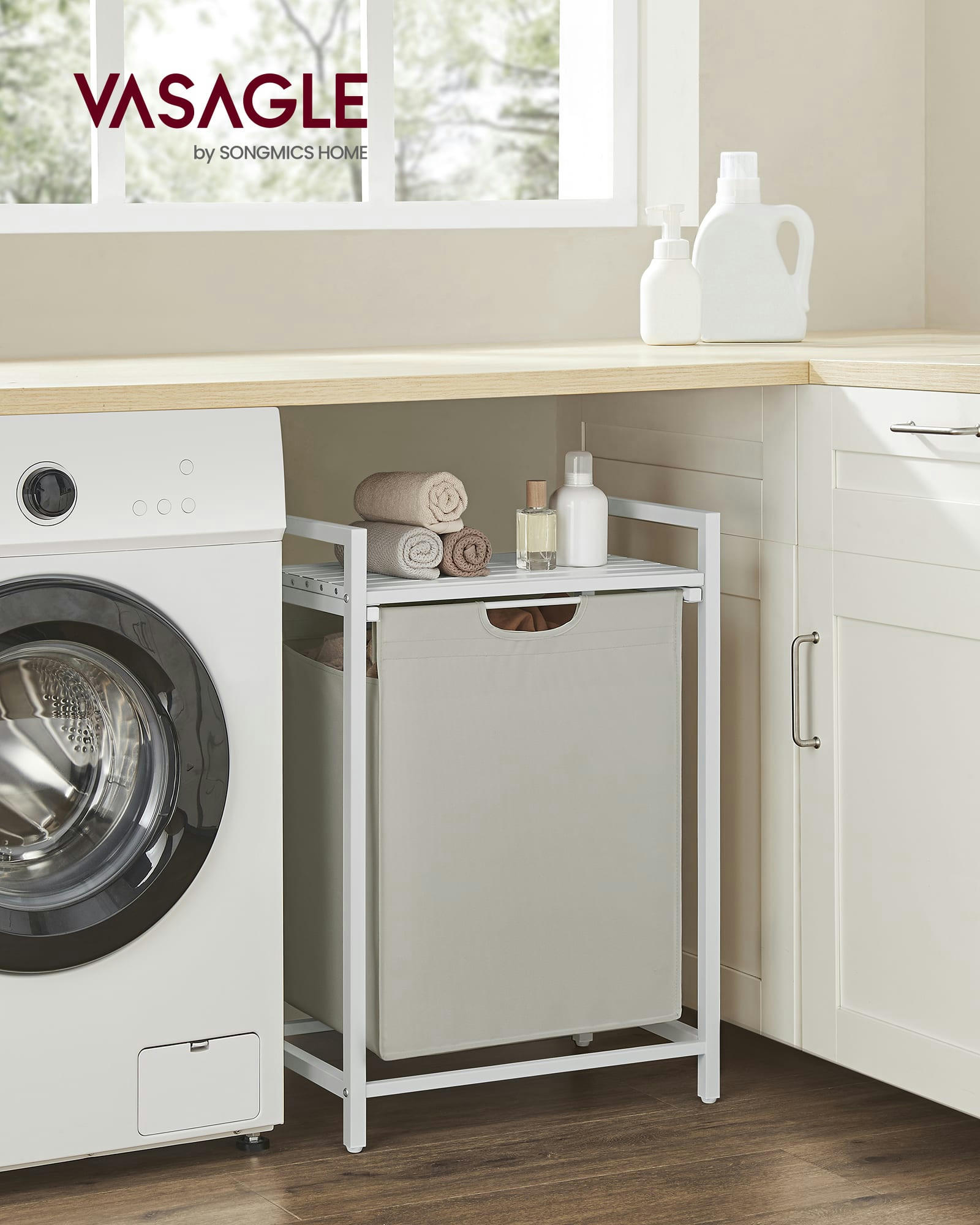 65L - Panier à linge moderne en plastique blanc