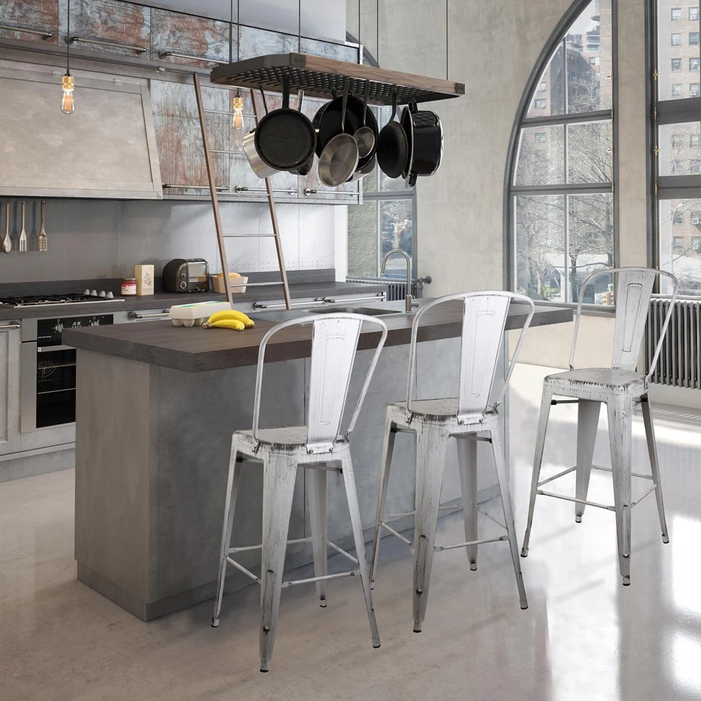 30 High Back Metal Barstool (1 pc) - Antique Black Color