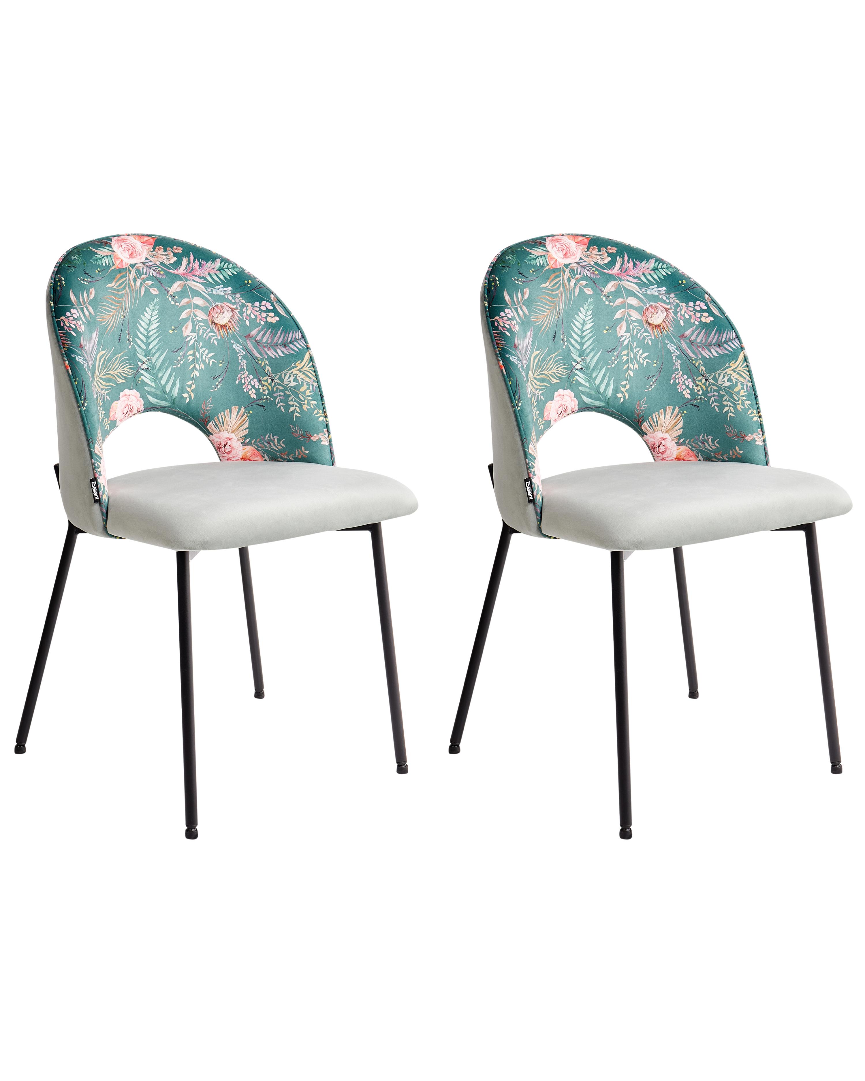 Set of 2 Dining Chairs COVELO Velvet Mint Green