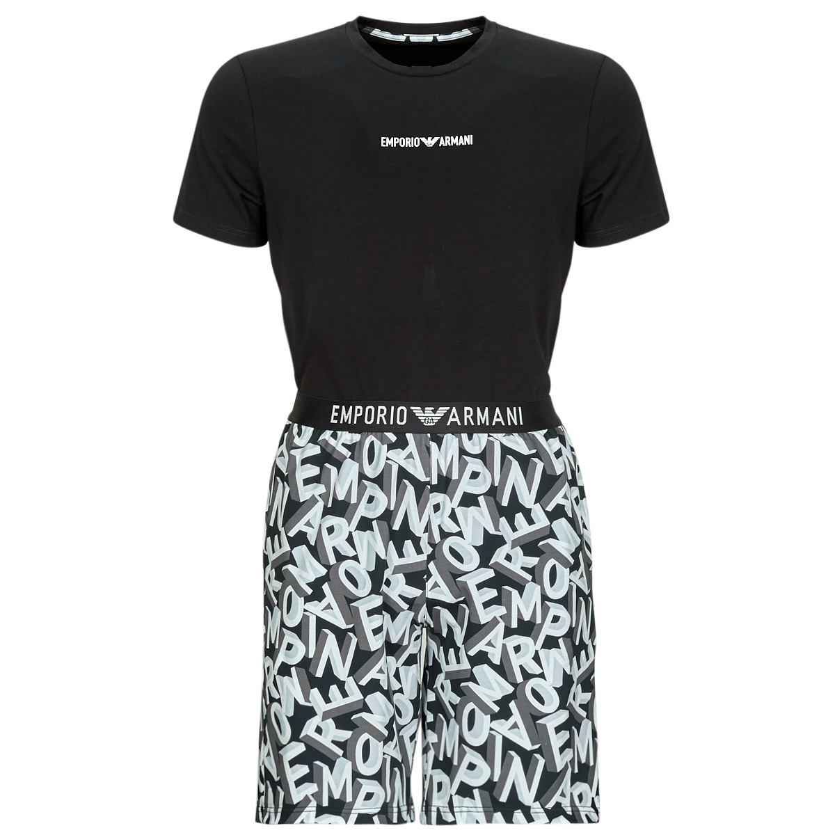 Emporio Armani - SHORT PYJAMAS SET - Black / Green