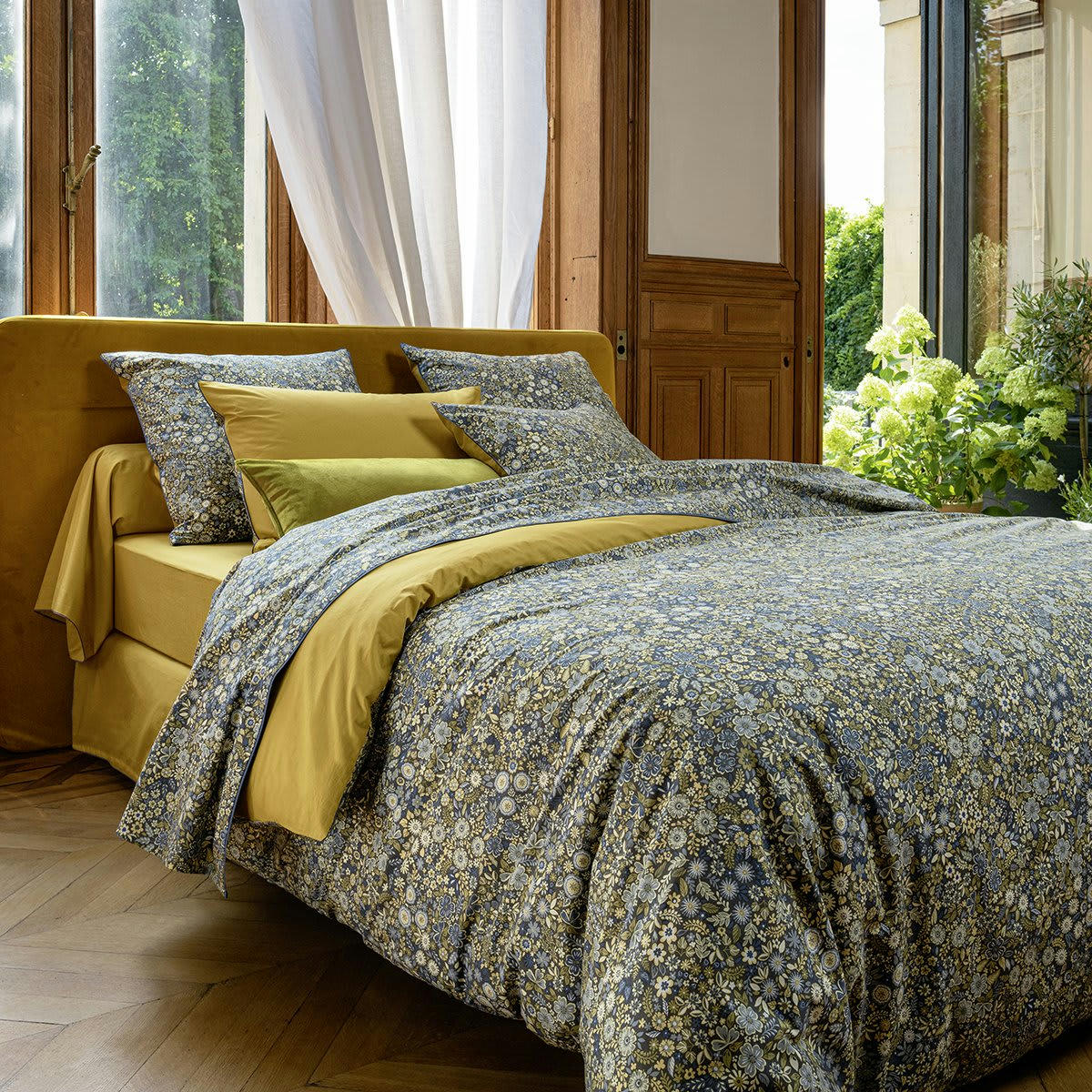 AUJOURD'HUI - Housse de couette percale bleu foncé 200x200 cm