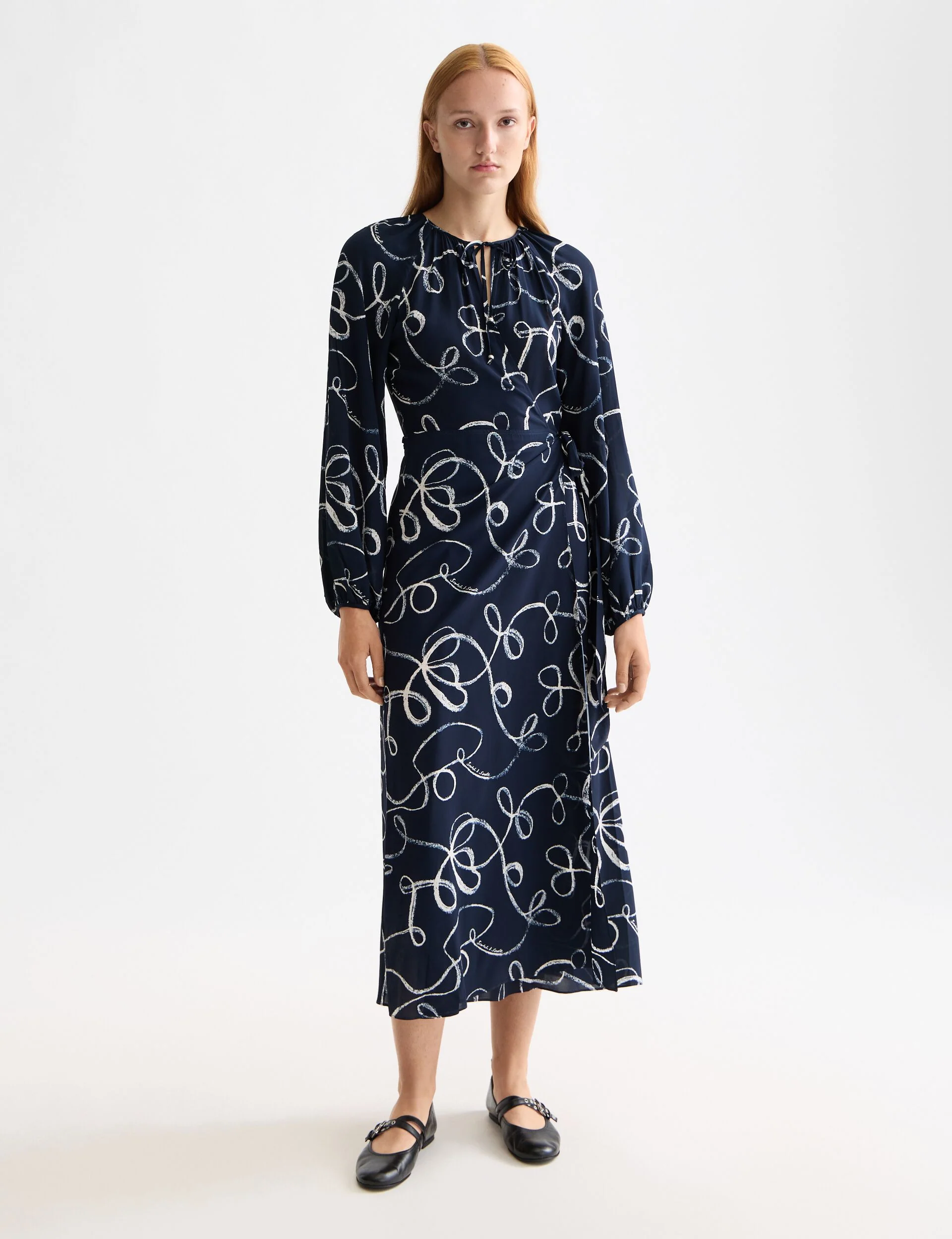 Midi wrap dress with key hole