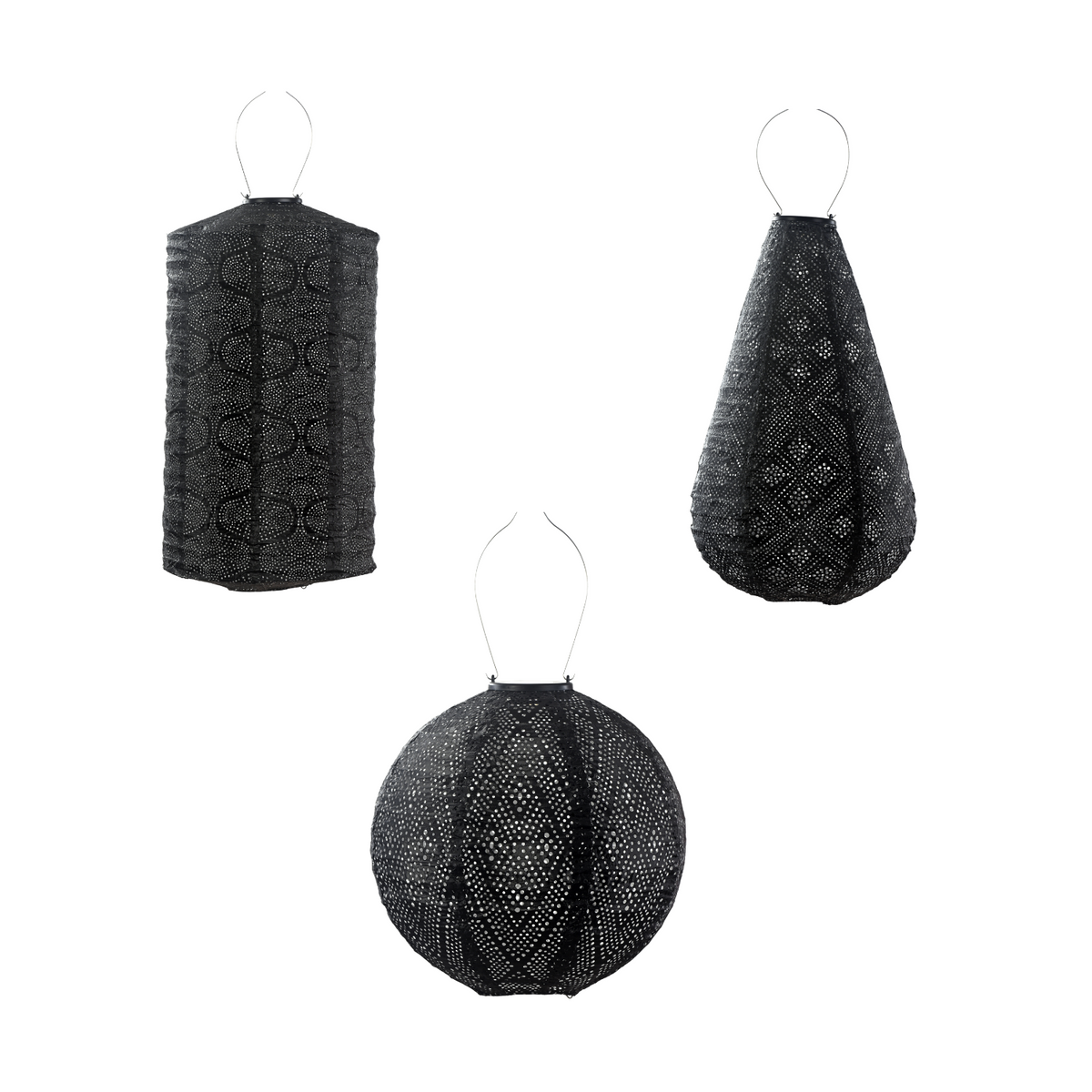 Lumiz solar lampion - zwarte set - 3 stuks