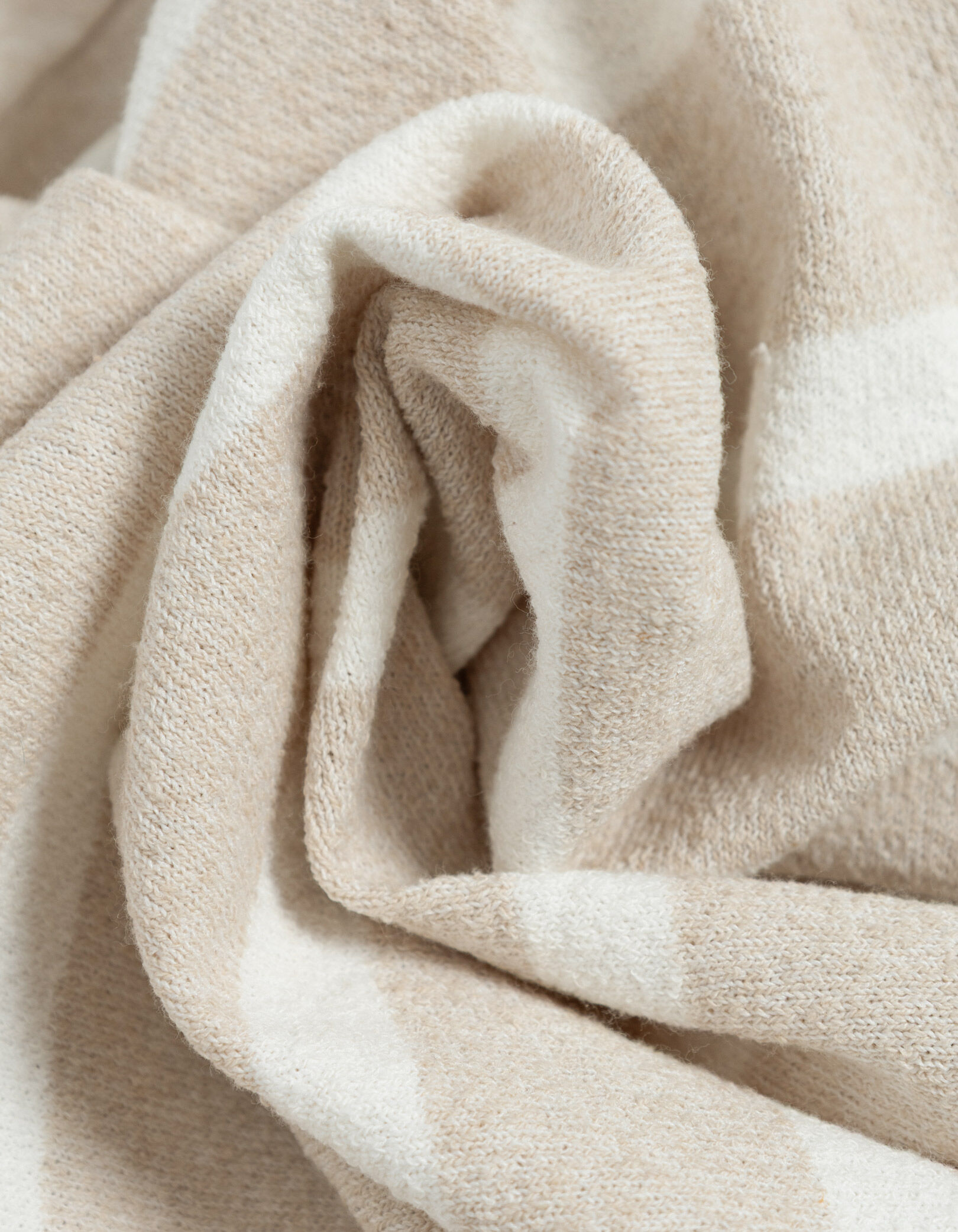 Chemise manches courtes beige tricot larges rayures Homme