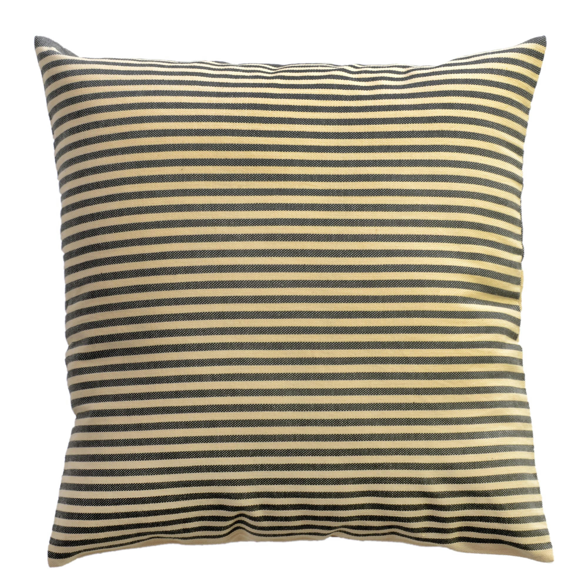 TANGER - Housse de coussin en coton à rayures écru et taupe 40 x 40