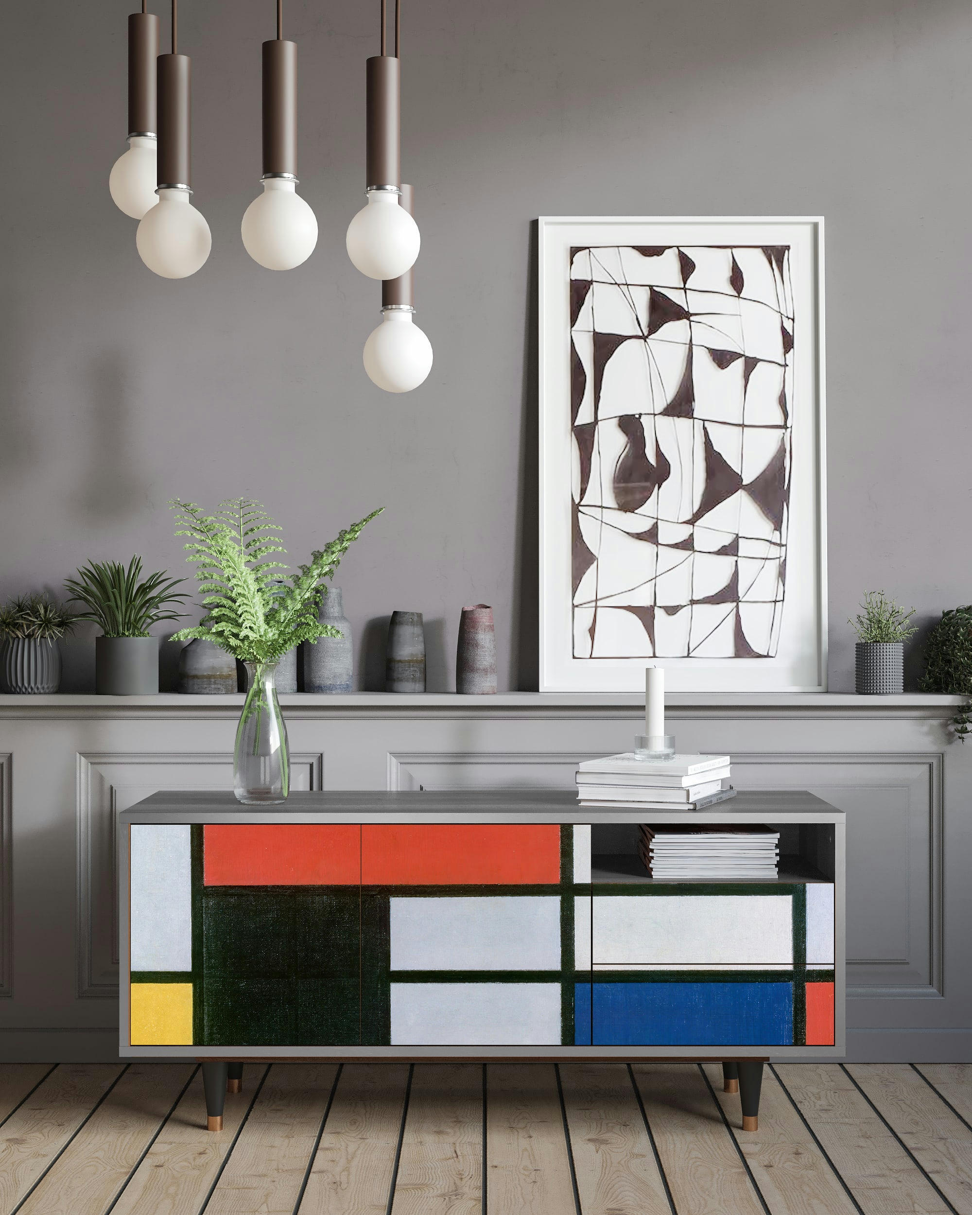 - Meuble TV  multicolore 2 tiroirs et 2 portes L 125 cm