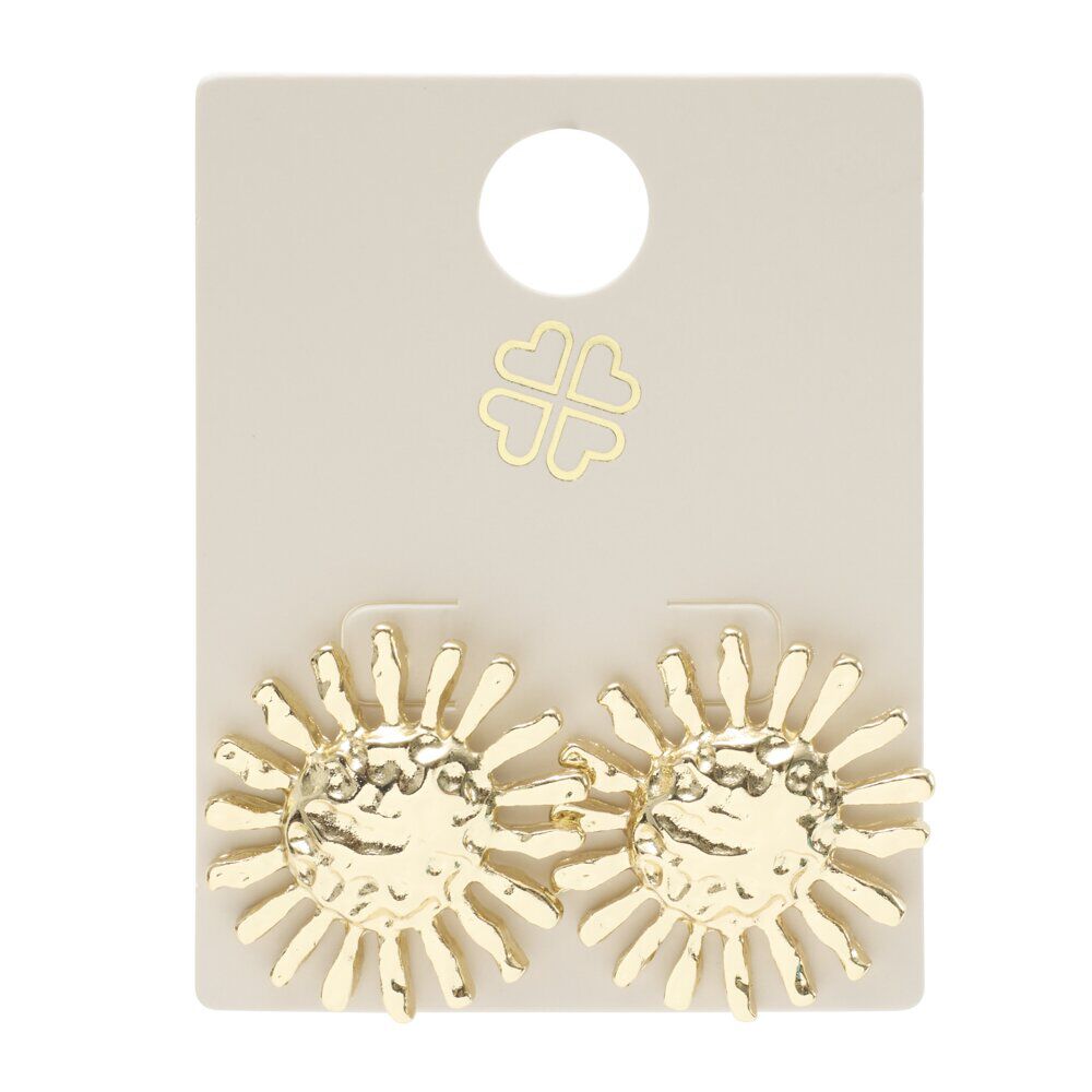 Boucles d'oreilles zinc soleil jaune doré Ø1,5cm