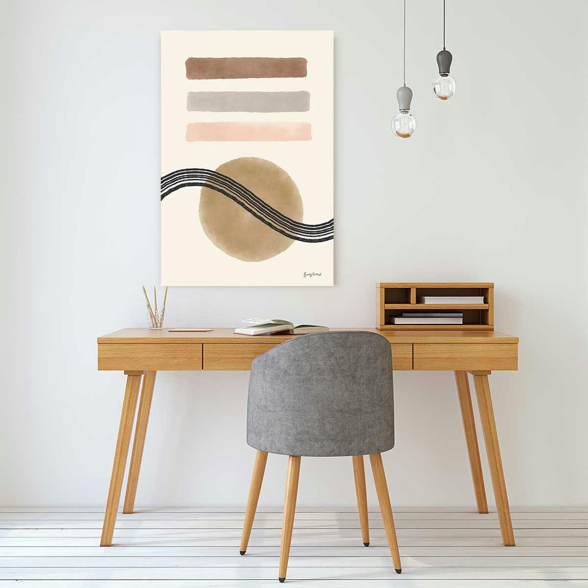 - Tableau Abstrait des années 50 imprimé sur toile 60x90cm