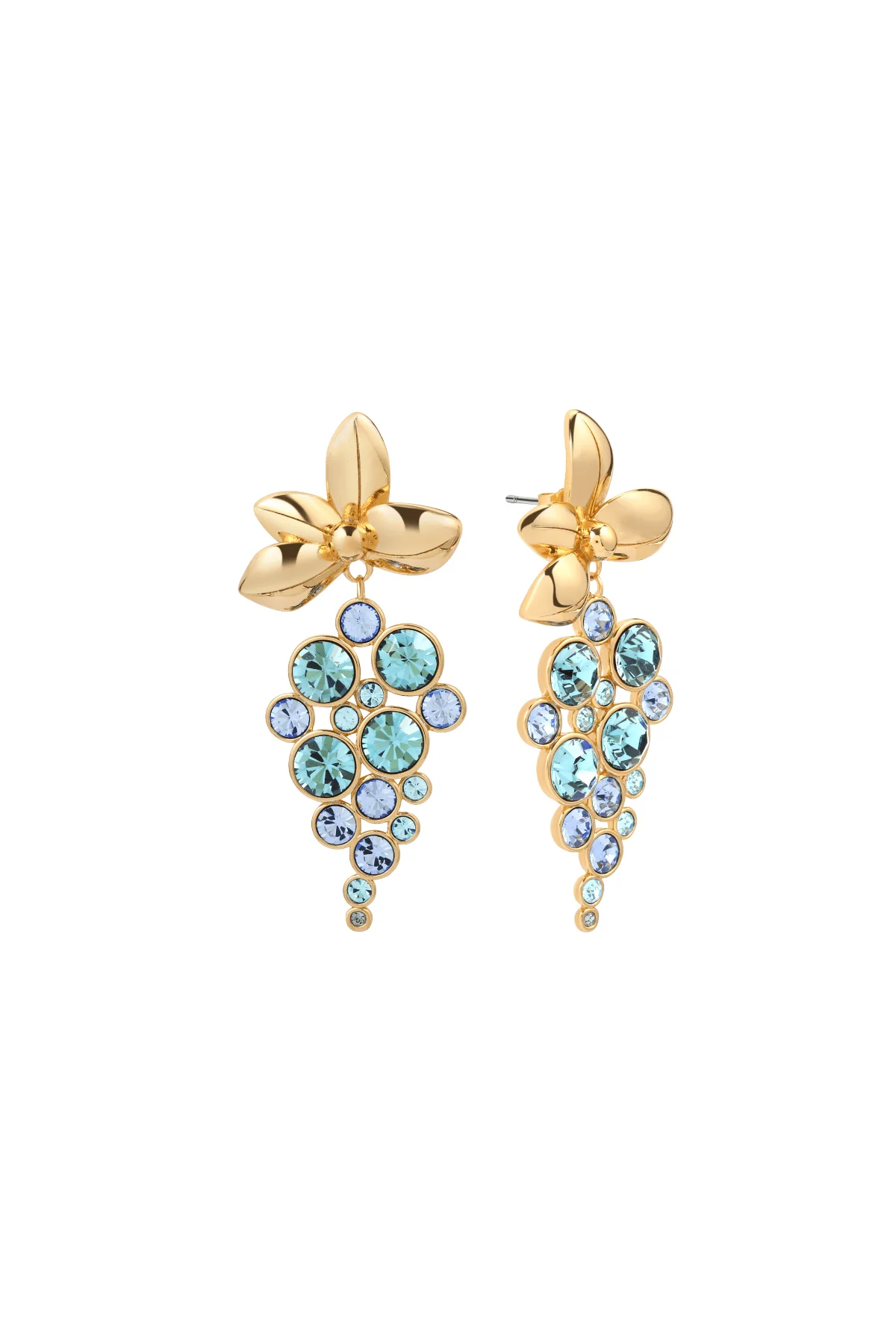 Gold Plated Blue Crystal Earrings