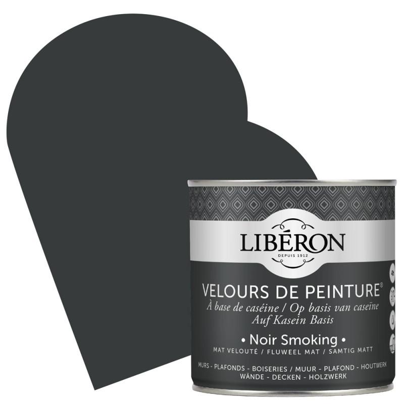 Peinture pour murs Velours de Peinture noir smoking mat 0,5 L LIBERON