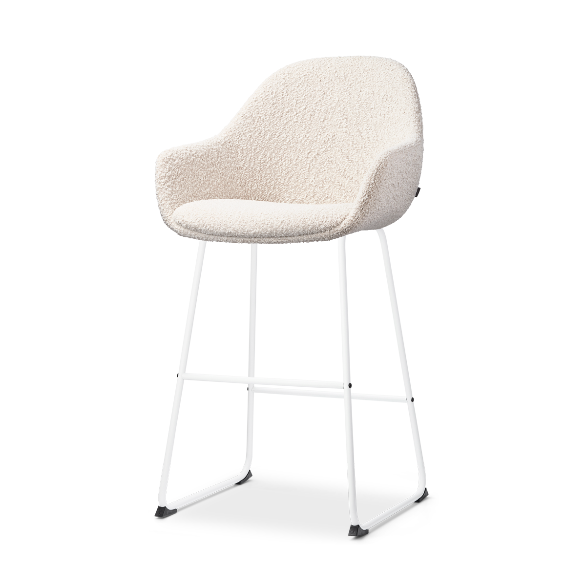 Nolon Nino-Mae Barkruk Bouclé Beige - met Armleuning - Wit - 65 cm