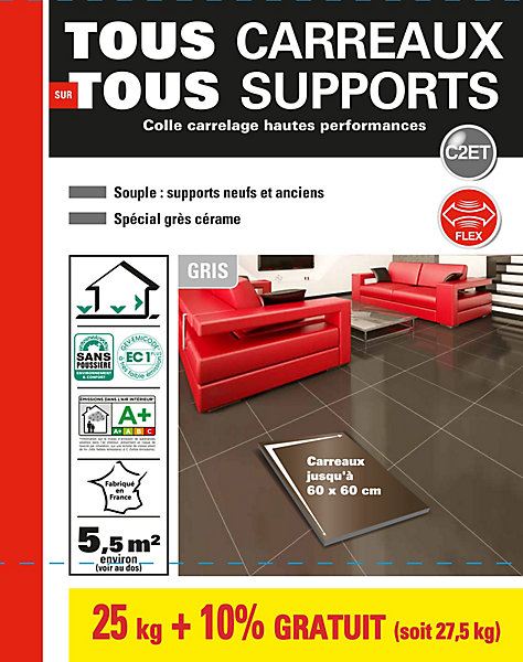 Colle tous carreaux, tous supports Parexlanko gris 25kg   10% gratuit