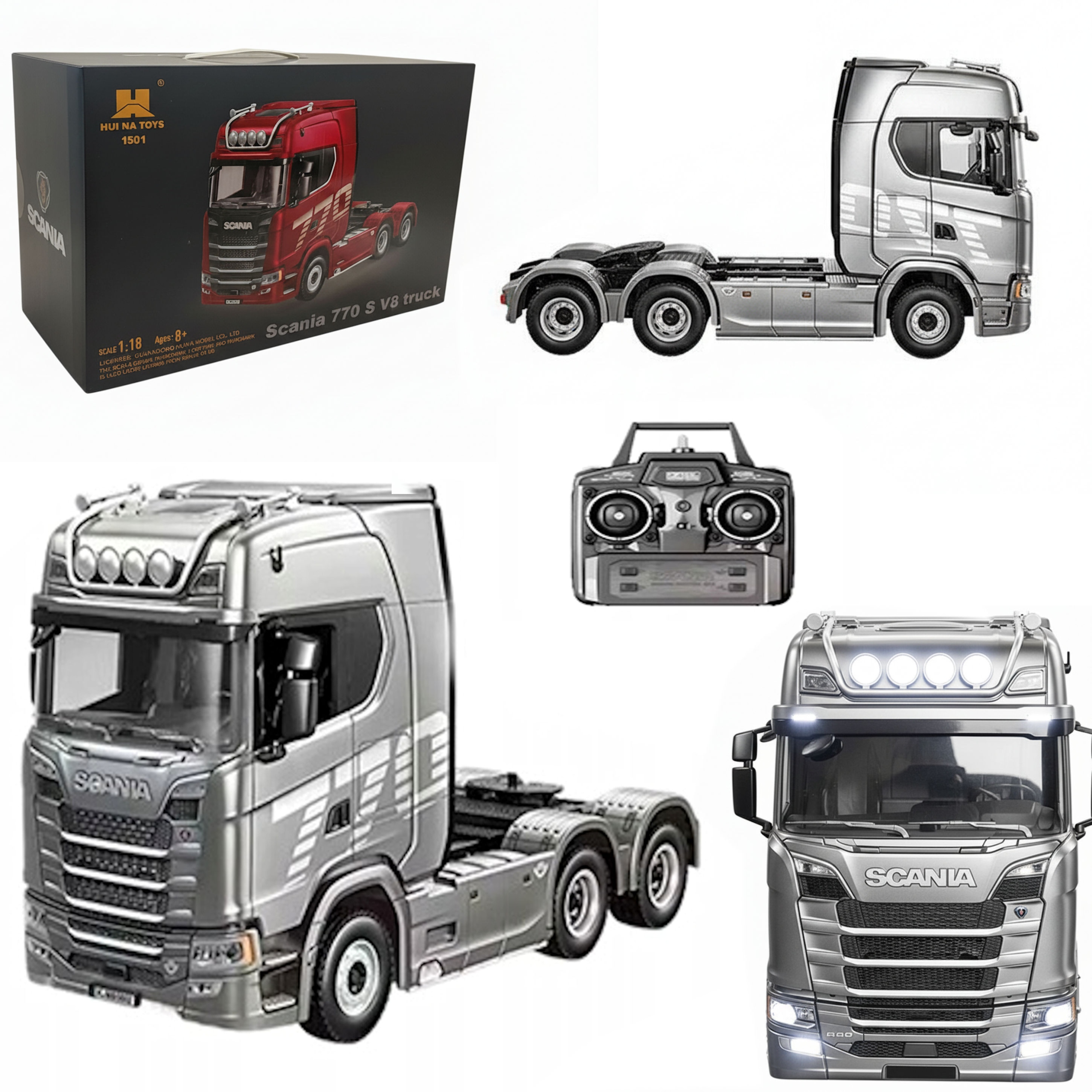 ZDALNIE STEROWANA CIĘŻARÓWKA SCANIA 770S TIR LAWETA SKALA 1:18 AUTO RC