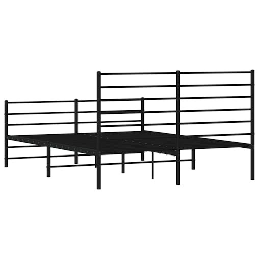 NNEVL Metal Bed Frame with Headboard and Footboard Black 153x203 cm Queen